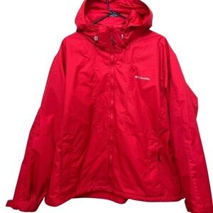 Columbia Ruby Red Waterproof Zippered Pockets Removable Hood Jacket Coat